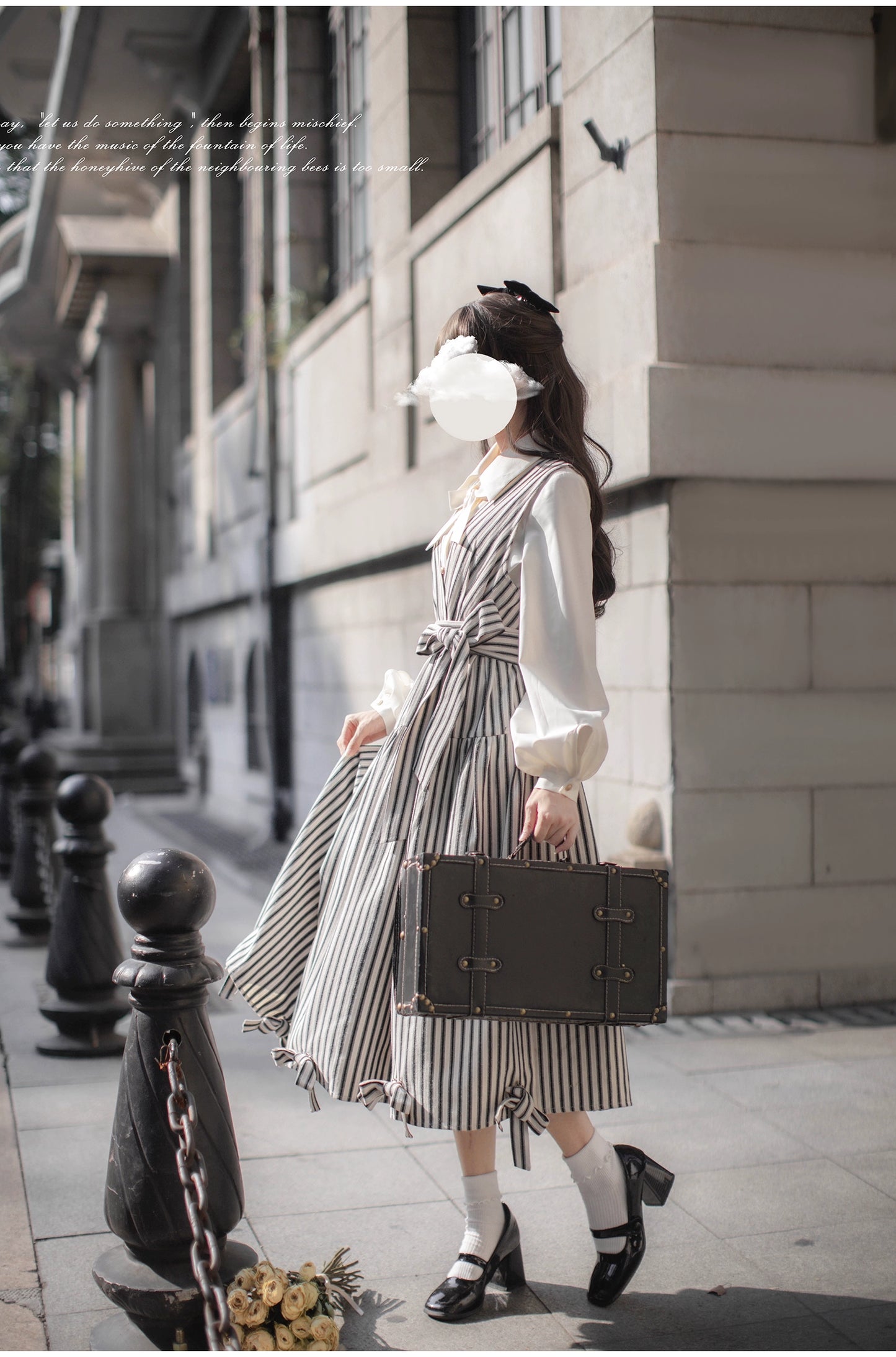 Striped and ribbon French girly jumper skirt