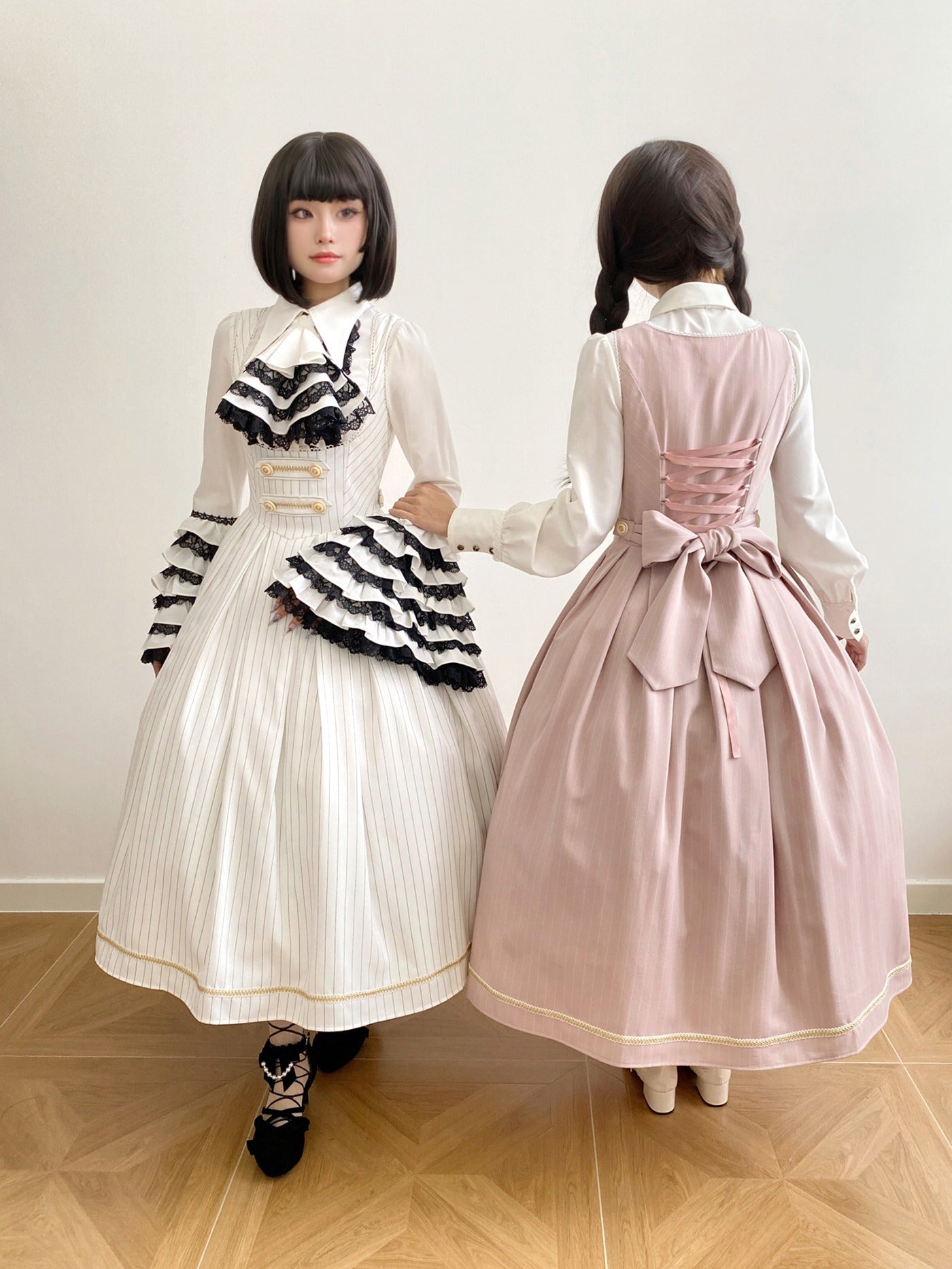 [Pre-orders available until 9/29] Bright Moon Corset Jumper Skirt Stripe [Pink]