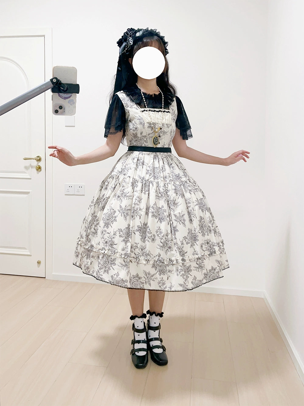 【予約販売】Sketch Wild Rose ジャンパースカート プリントタイプ