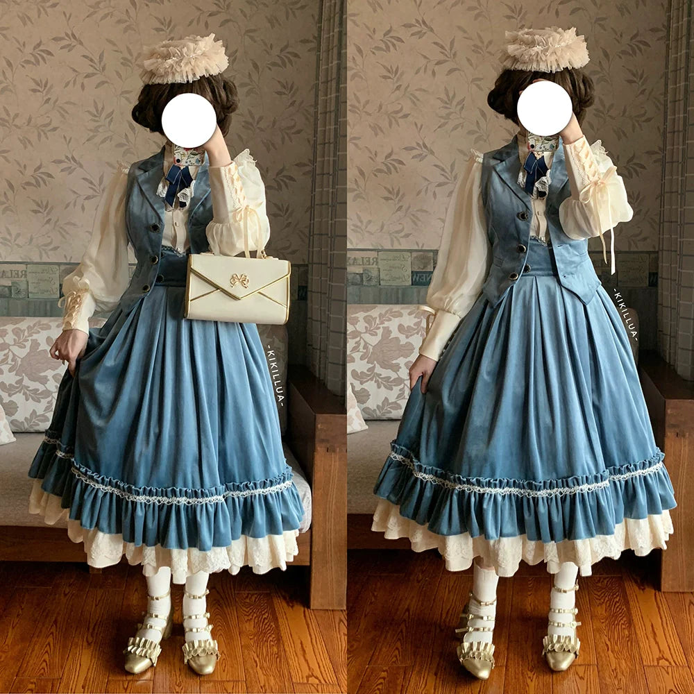【予約販売】英国クラシカルロリィタ ベルベットハイウエストスカート