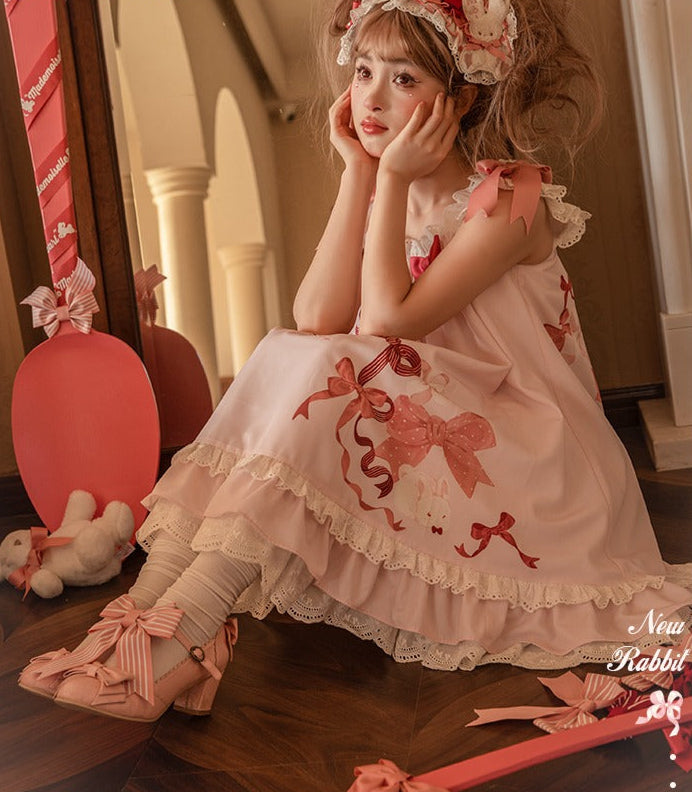 【受注予約6/11まで】Bow Rabbit フレアスリーブジャンパースカート