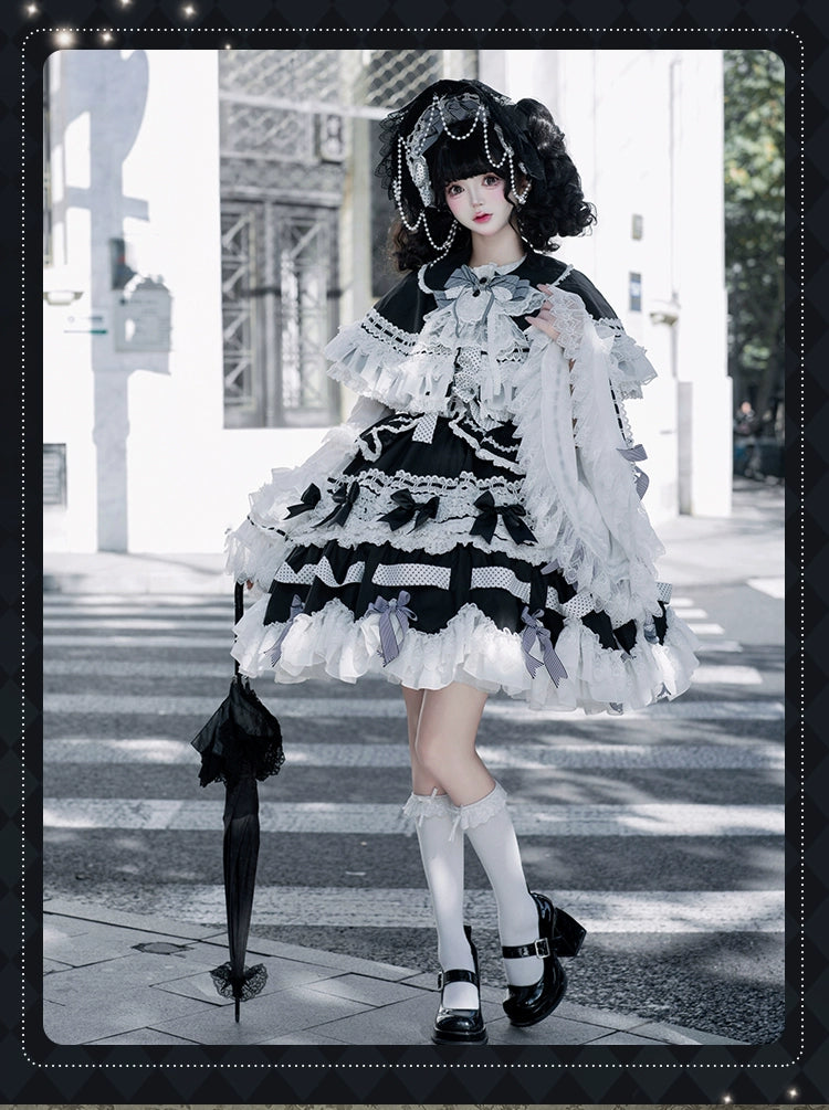 [Pre-orders available until 12/11] Concerto Out of Order Monotone Sweet Lolita Jumper Skirt Full Set