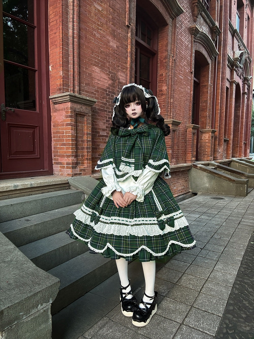 【予約販売】Checkered Petal Rabbit うさ耳付きケープ