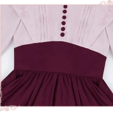 Rose red fake two-piece style dress