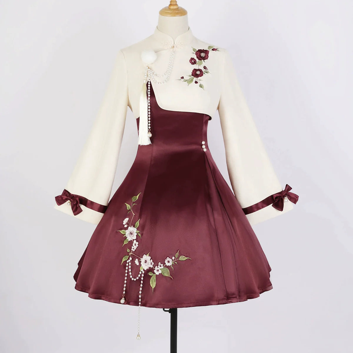 【予約販売】冬椿 パールチェーンジャンパースカートとトップス