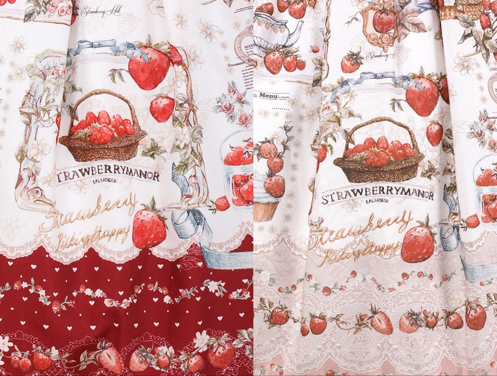 【受注予約10/29まで】Strawberry Manor プリントジャンパースカート・ショート丈