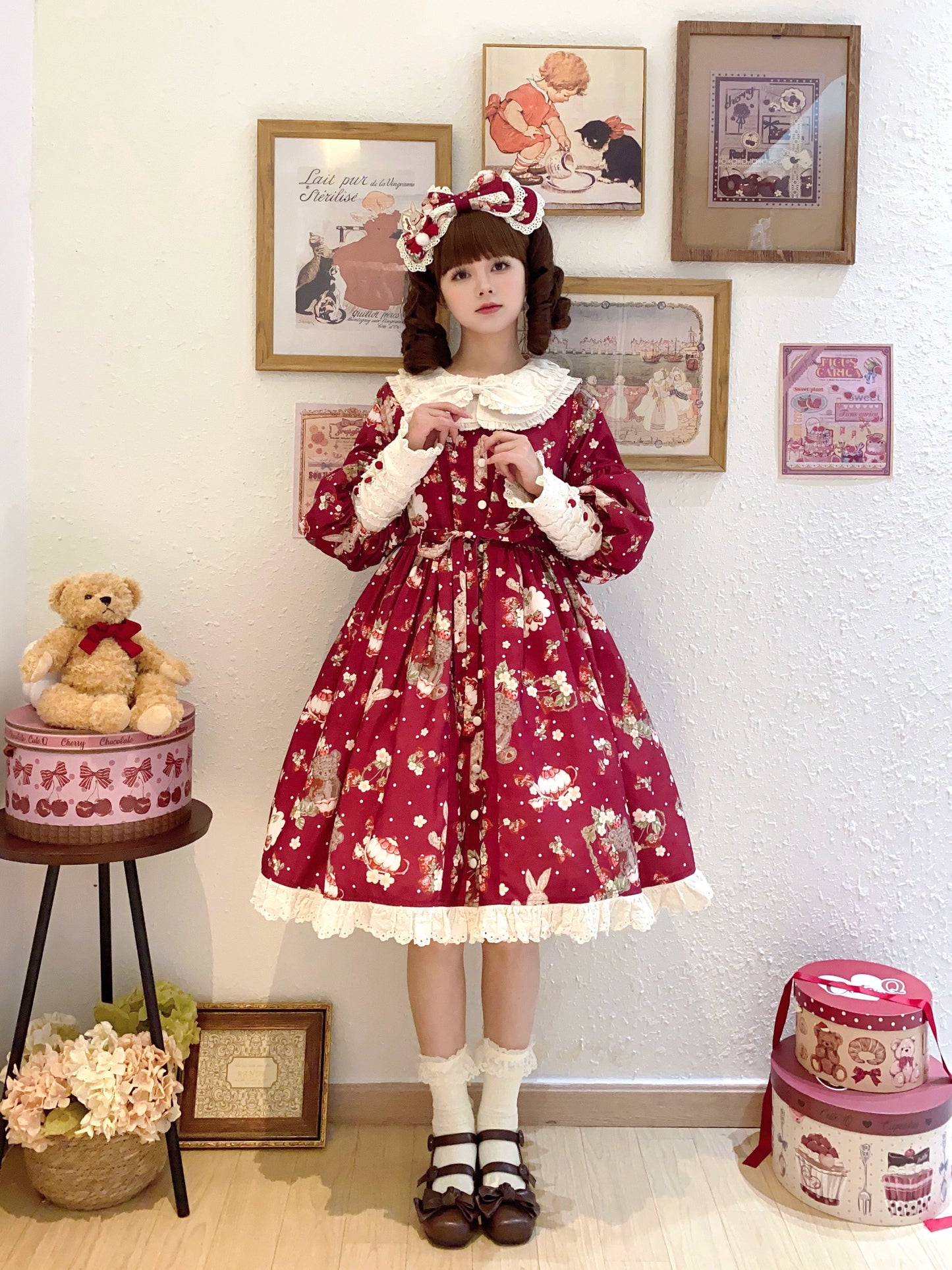 [Pre-orders available until 9/23] Bunny Bear Bunny long-sleeved one-piece dress with bunny ears, short length