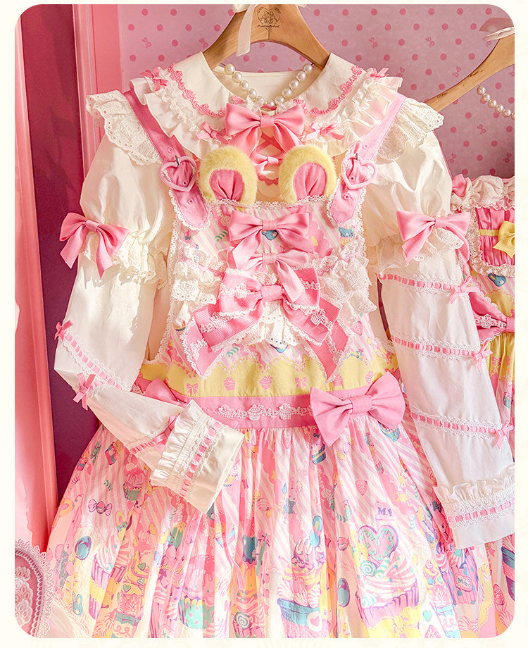 【受注予約1/26まで】Sweet Cup Cake プリントサスペンダースカート