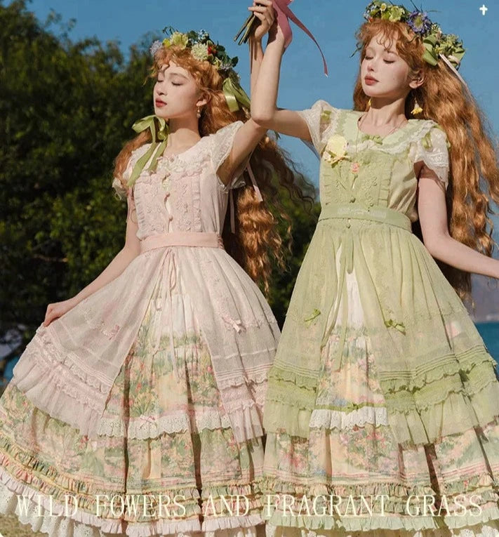 [Resale/Pre-orders available until 2/12] Fragrant Grass Flare Sleeve Tiered Dress