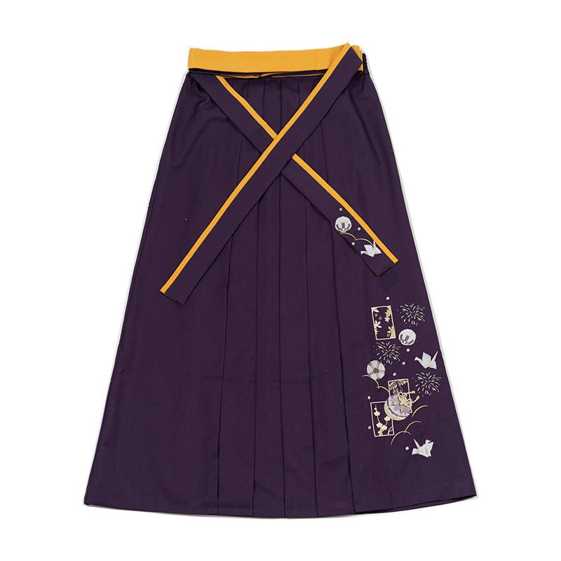Camellia flower embroidery and butterfly hakama skirt