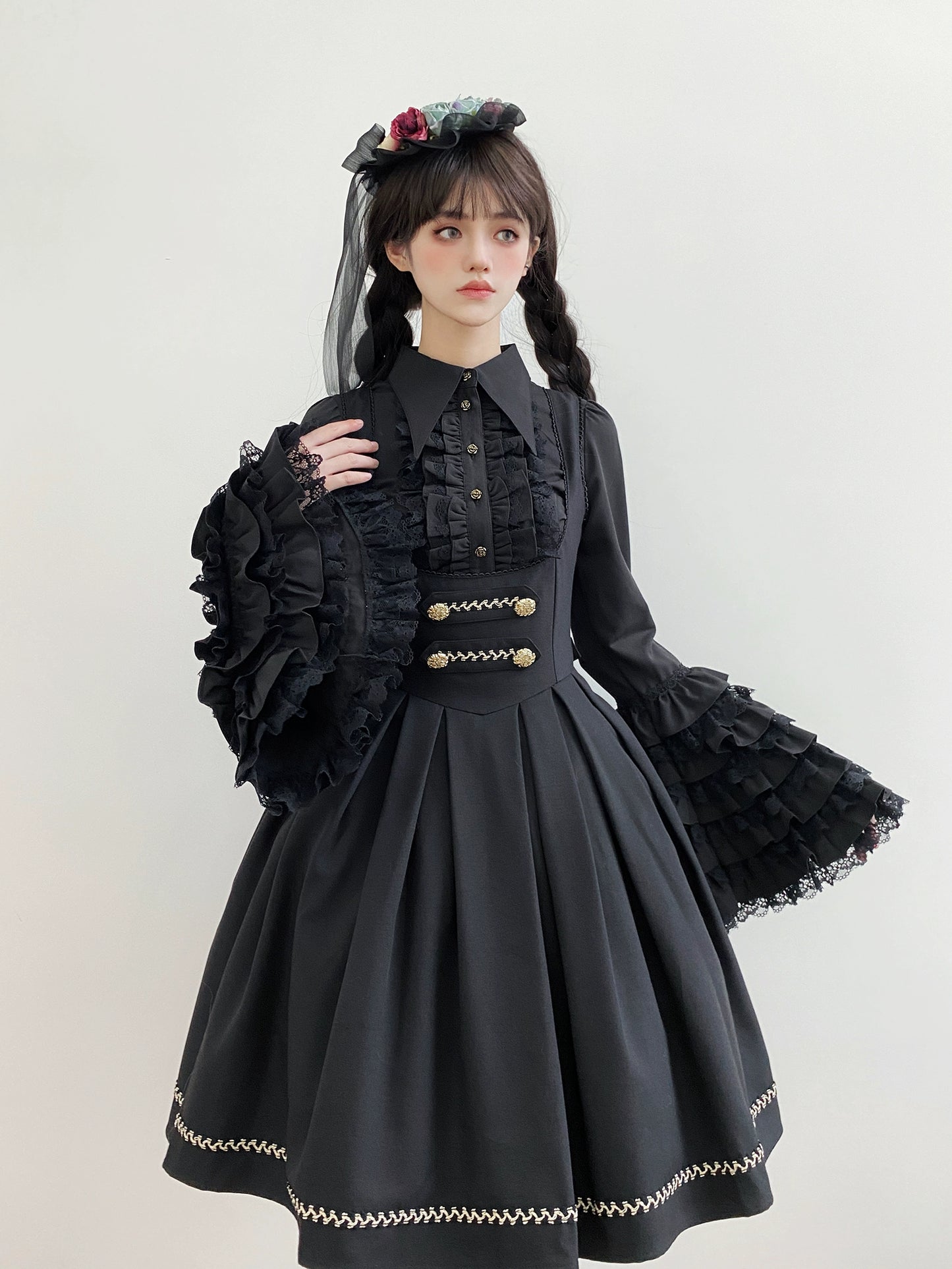 [Pre-orders available until 9/29] Bright Moon Corset Jumper Skirt, Plain Type [Black]