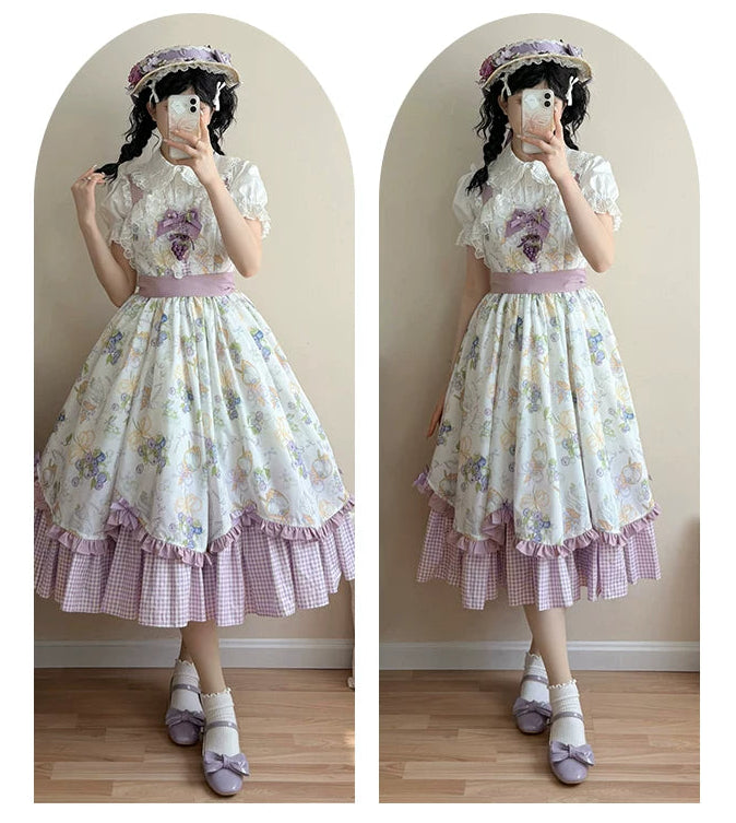 Summer Blueberry プリントジャンパースカート