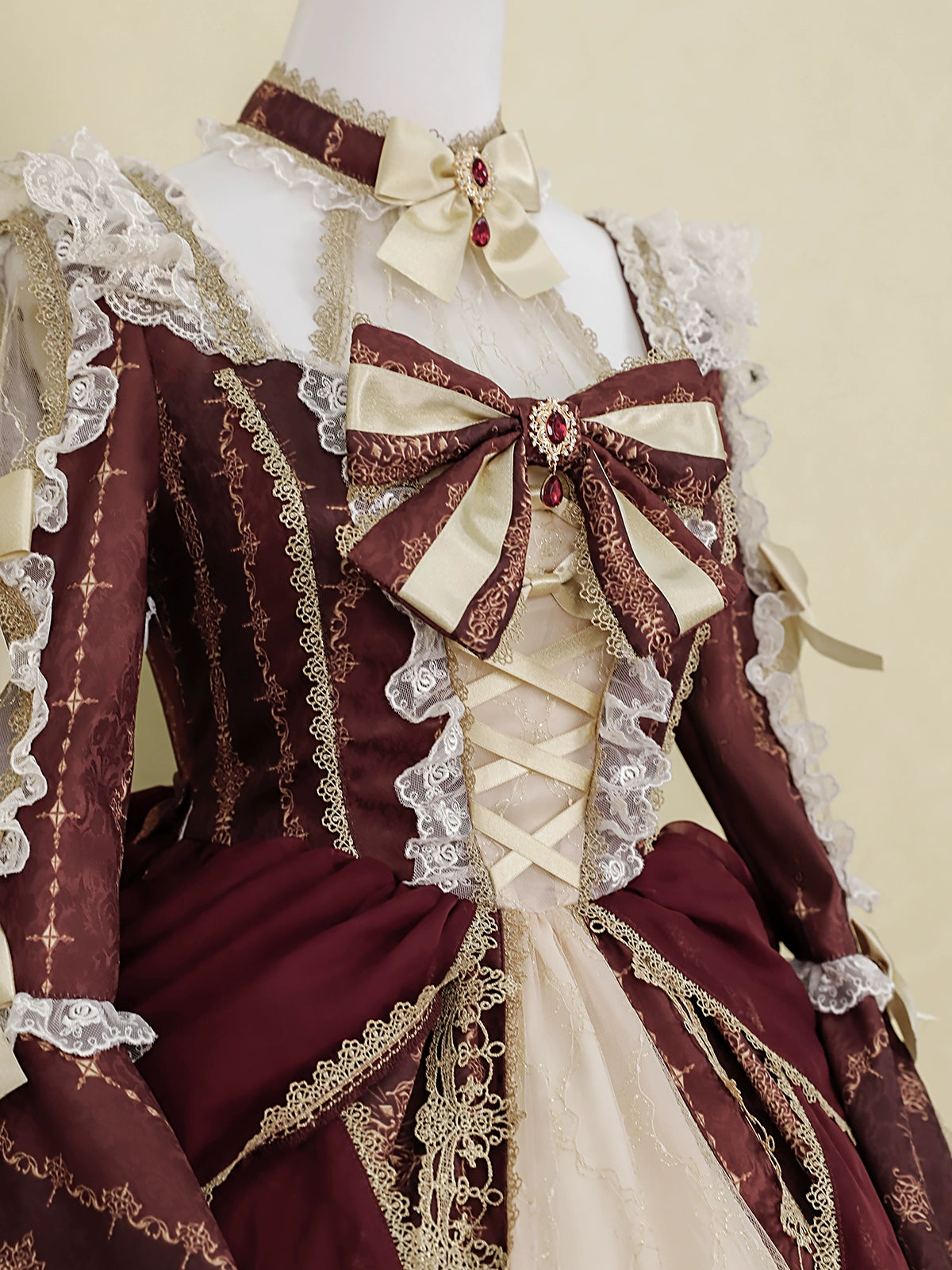 Baroque Palace Burgundy Princess Dress