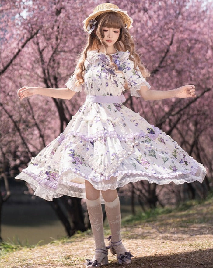 Baloonflower 紫のカントリー風ワンピース