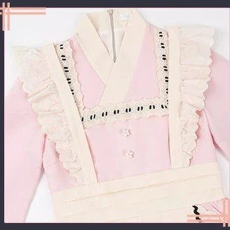 和風メイド ピンクとネイビーの和ロリドレス