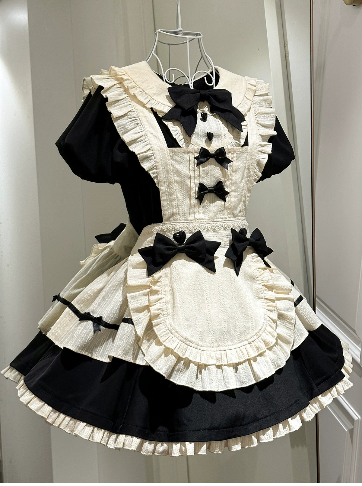 Heart button maid style dress set