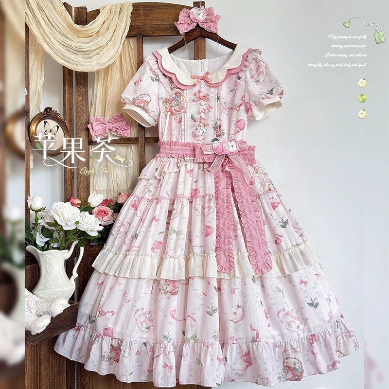 【受注予約9/2まで】Natural Apple Tea ガーデンワンピース・ピンク