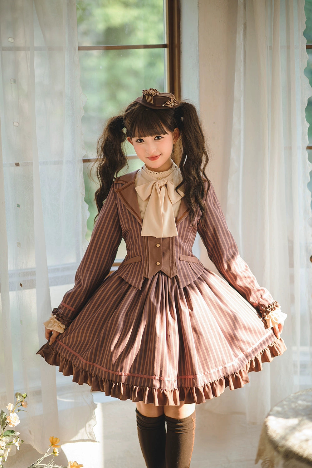 予約販売】Classic Chocolat Stripe ストライプスカート・ショート丈