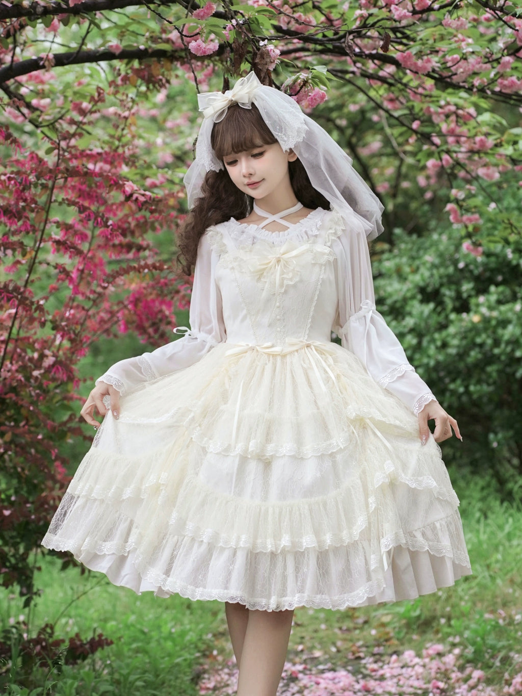 June Bride フラワーレースジャンパースカート 全4色