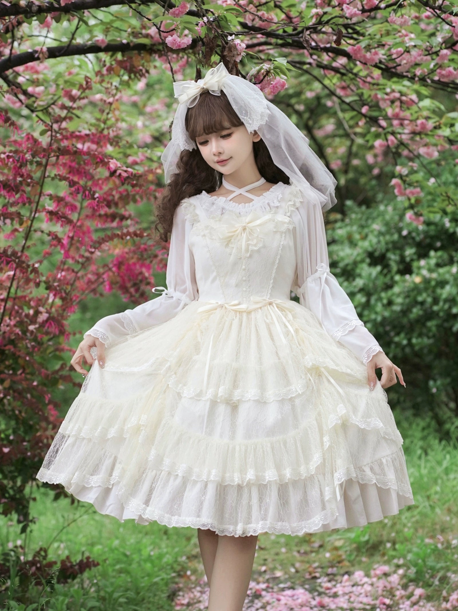 June Bride フラワーレースジャンパースカート 全4色