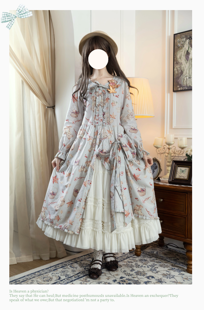 [Pre-orders available until 11/4] Autumn Rabbit Bear One-piece dress and jumper skirt simple version