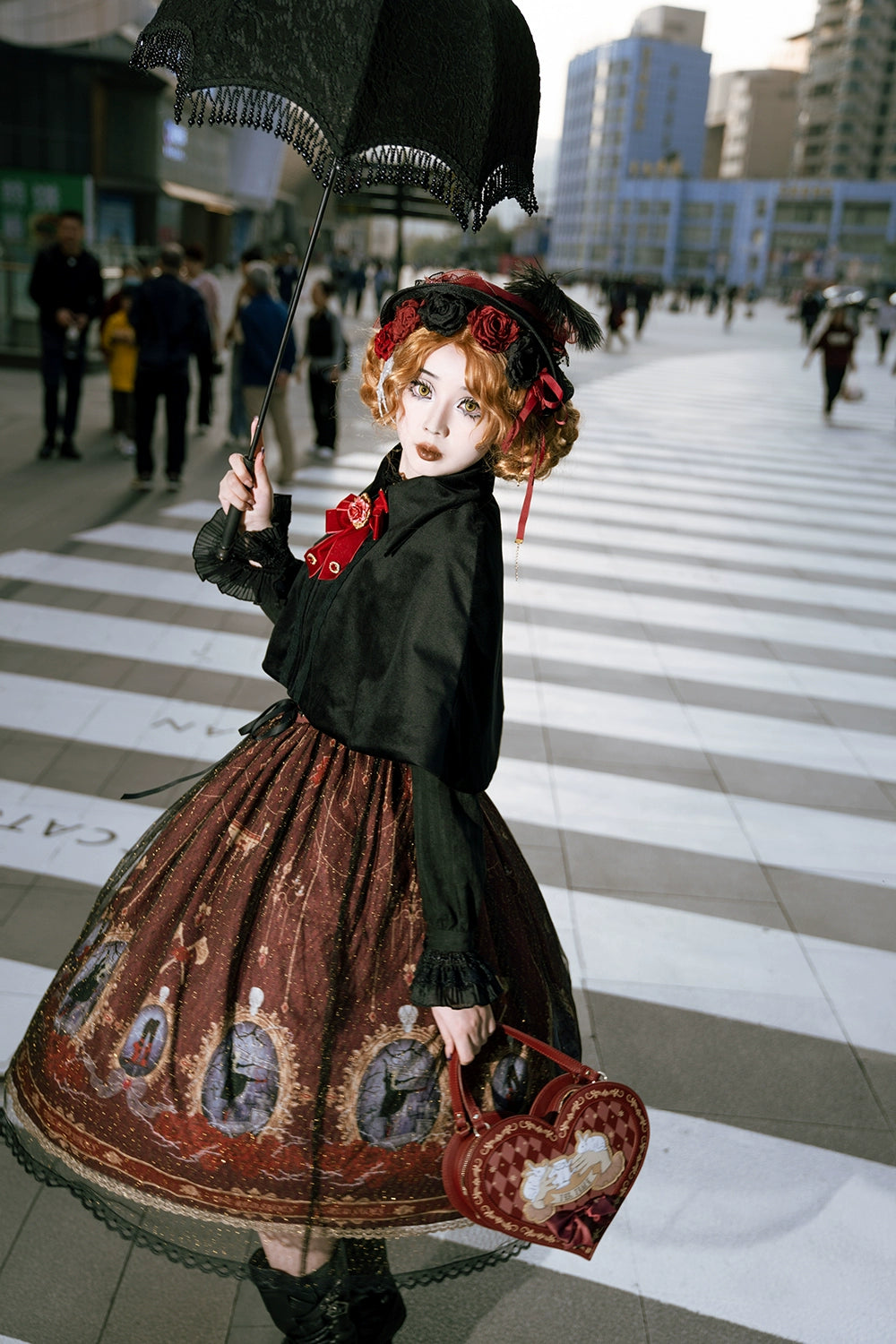 The Red Shoes Gothic Lolita Print Jumper Skirt