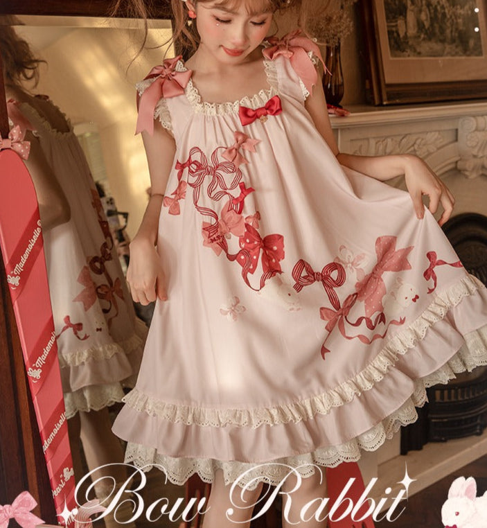 【受注予約6/11まで】Bow Rabbit フレアスリーブジャンパースカート