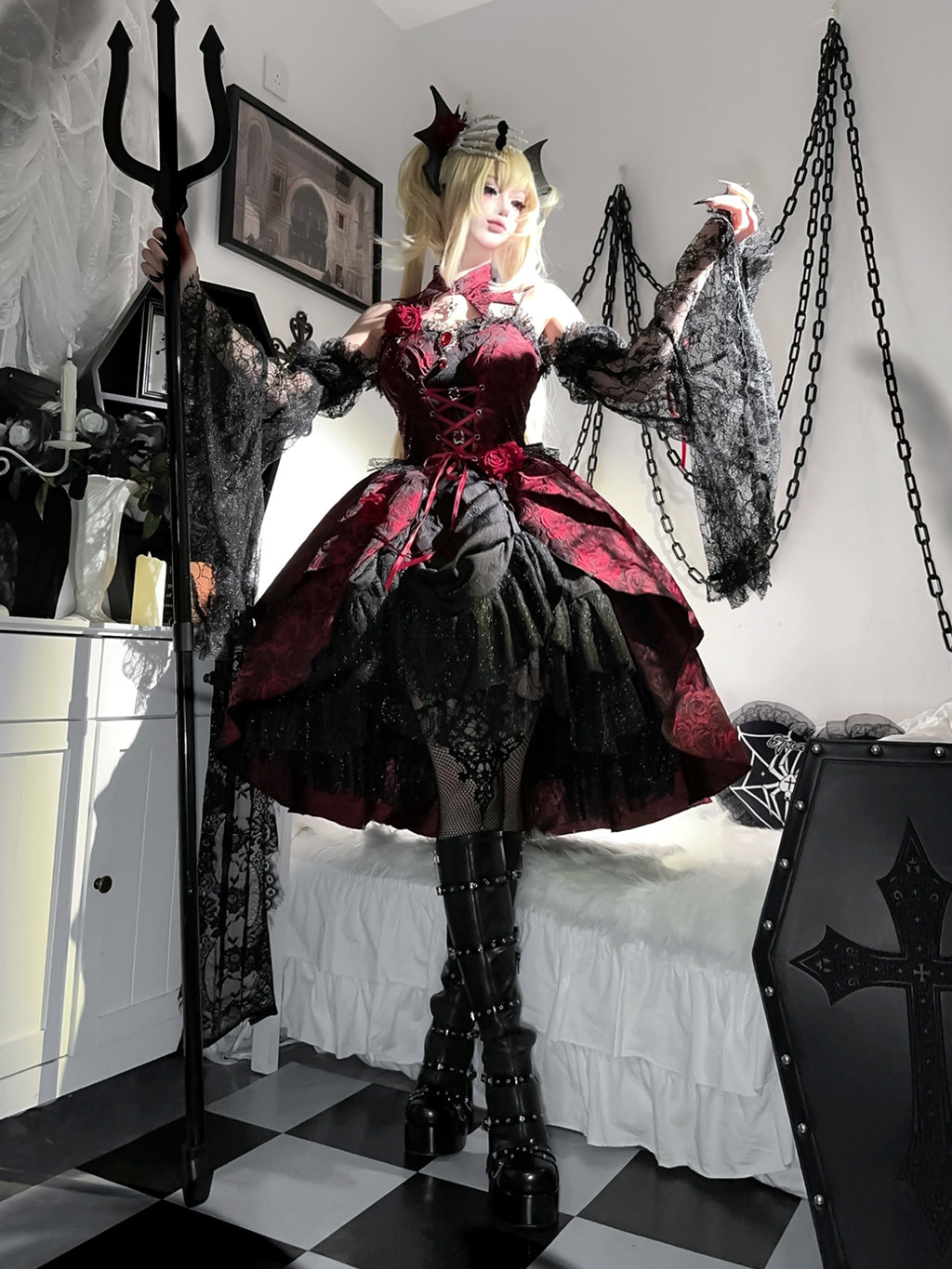 Dark Crimson Rose ゴスロリジャンパースカート