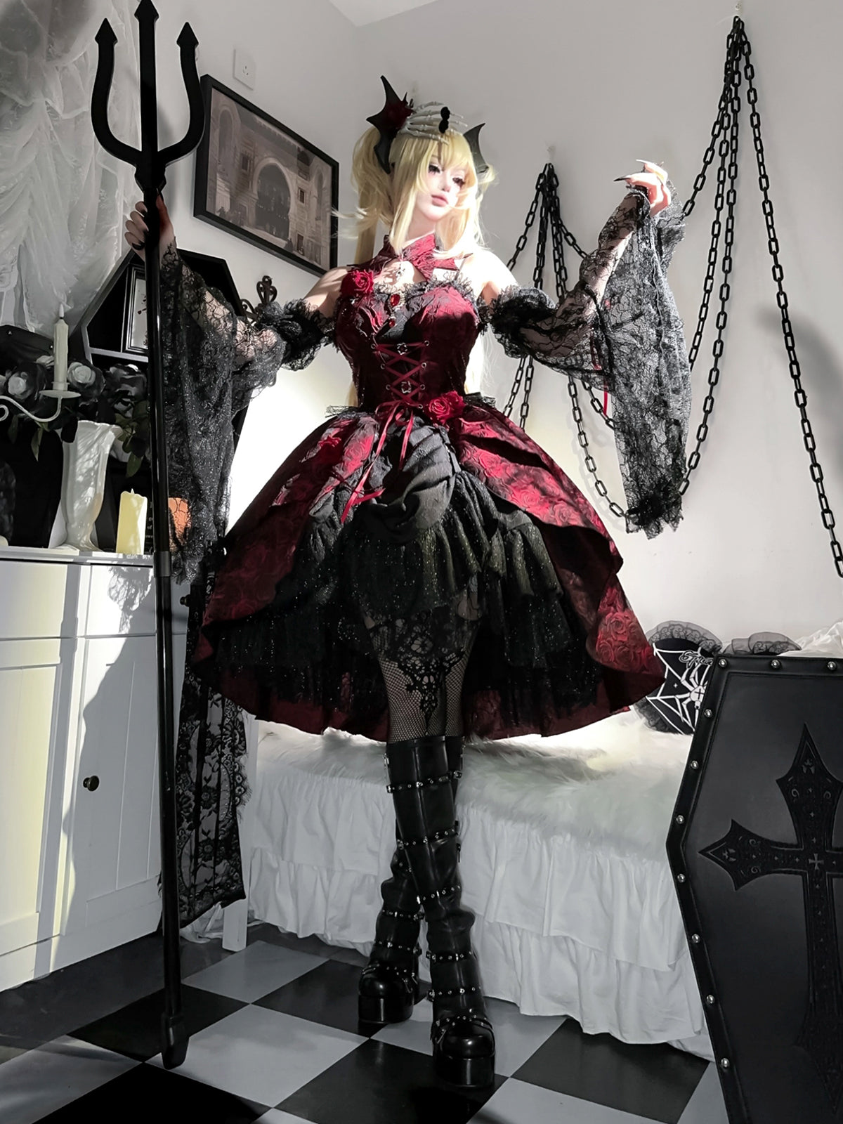 Dark Crimson Rose ゴスロリジャンパースカート