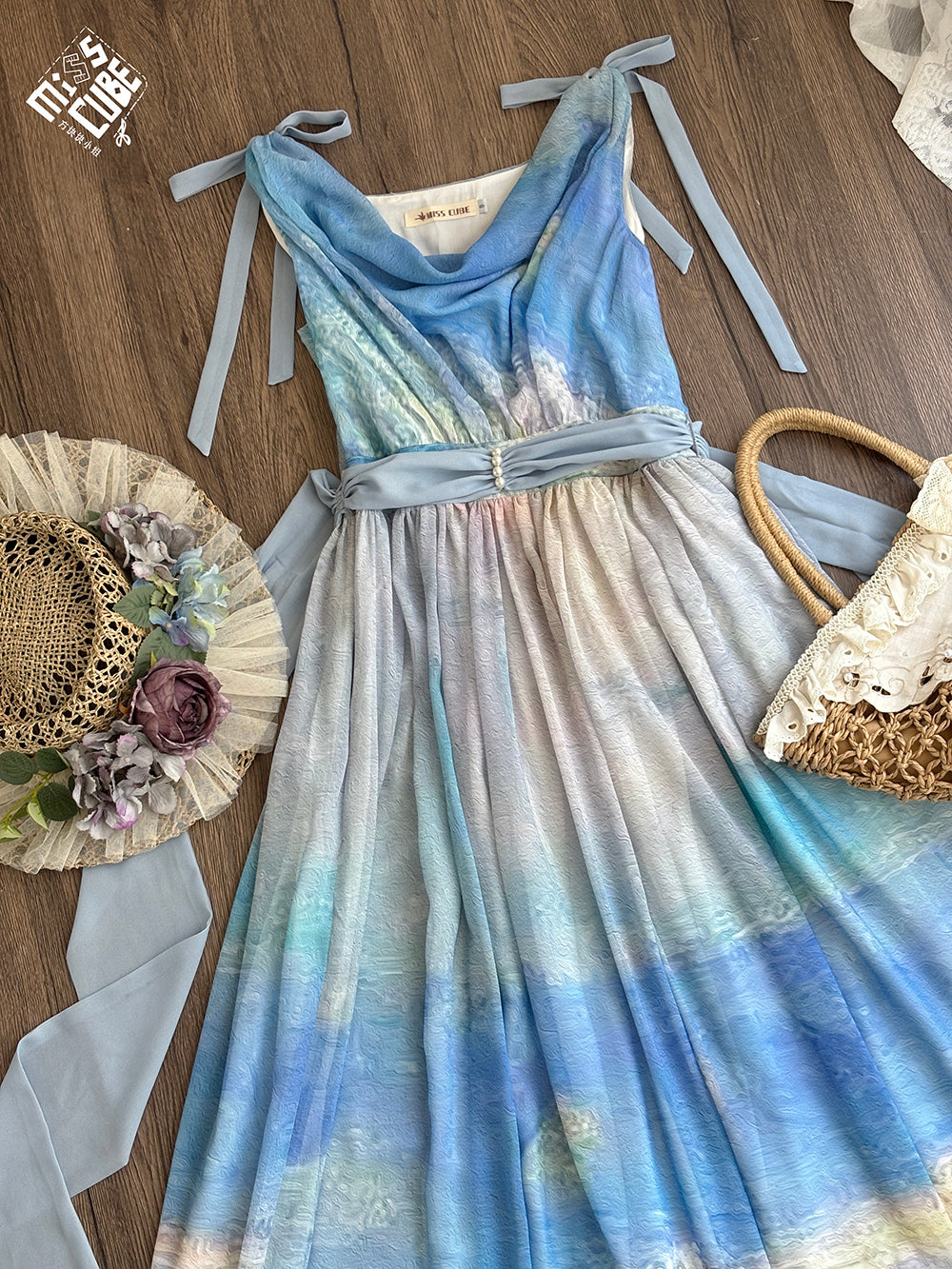 【予約販売】Elegance Greek 油彩画風プリントジャンパースカート・新色