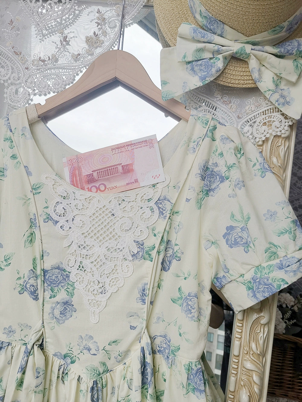 【予約販売】Rose Song ヴィンテージデザイン半袖ワンピース
