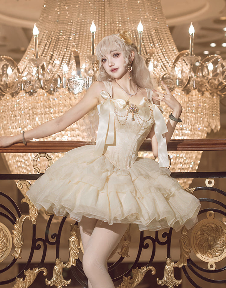 Cream Polkaフレンチガーリー  バレエ風セットアップ