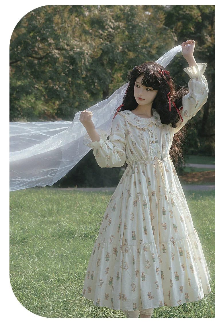 洋ロリ キャンディードール 2 レトロベア 赤ベストとキャンディースリーブワンピース – ロリータファッション通販RonRon