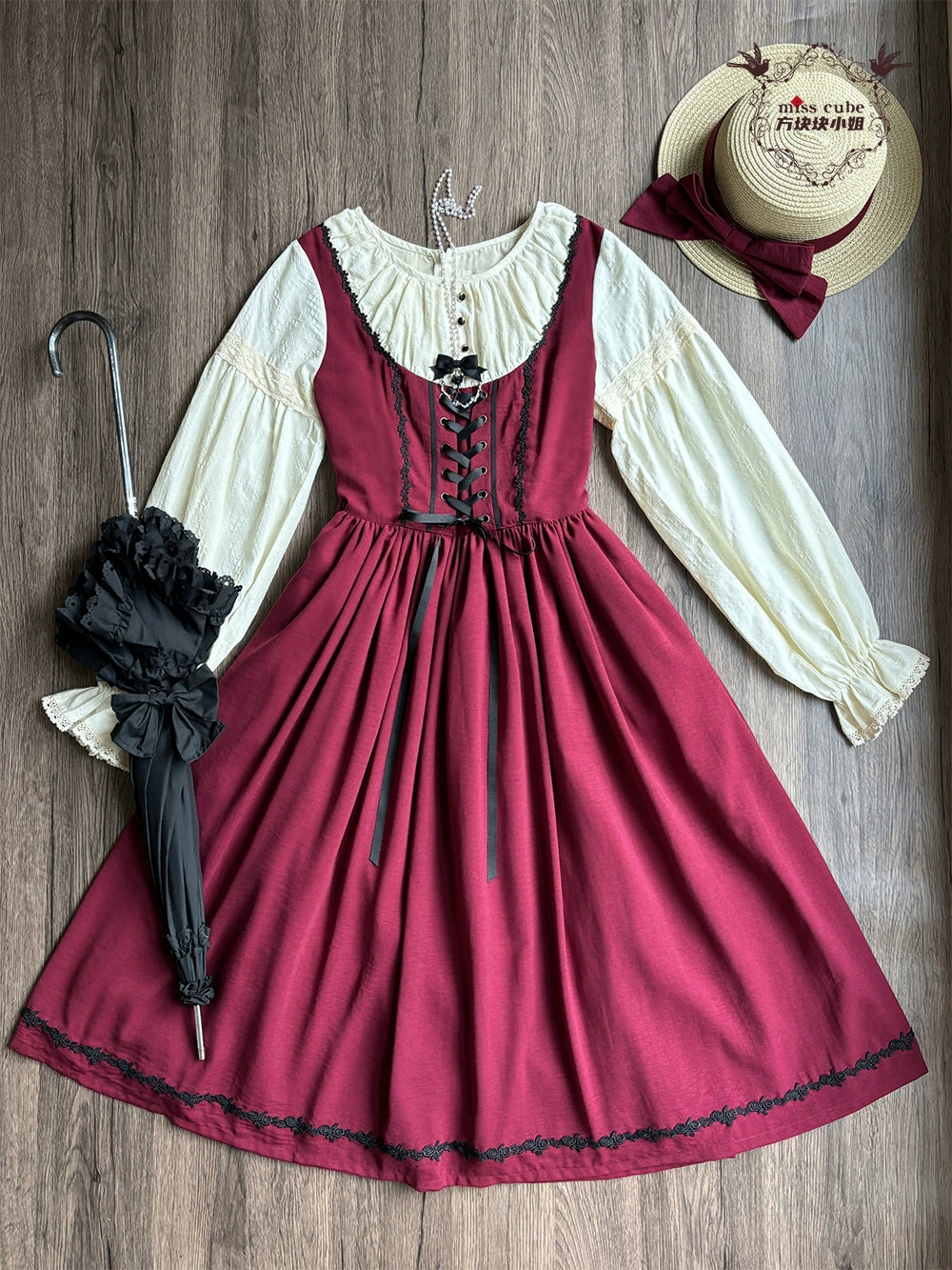 【予約販売】Sketch Wild Rose ドッキングワンピース 無地タイプ
