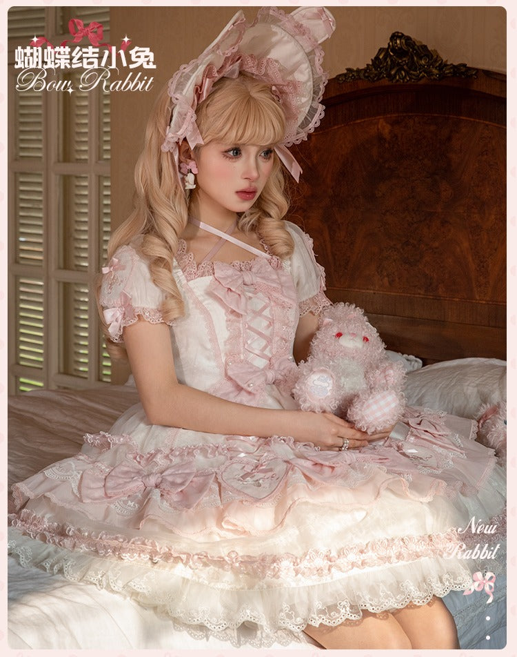 【受注予約6/11まで】Bow Rabbit リボンとハートのシアーワンピース・全2色