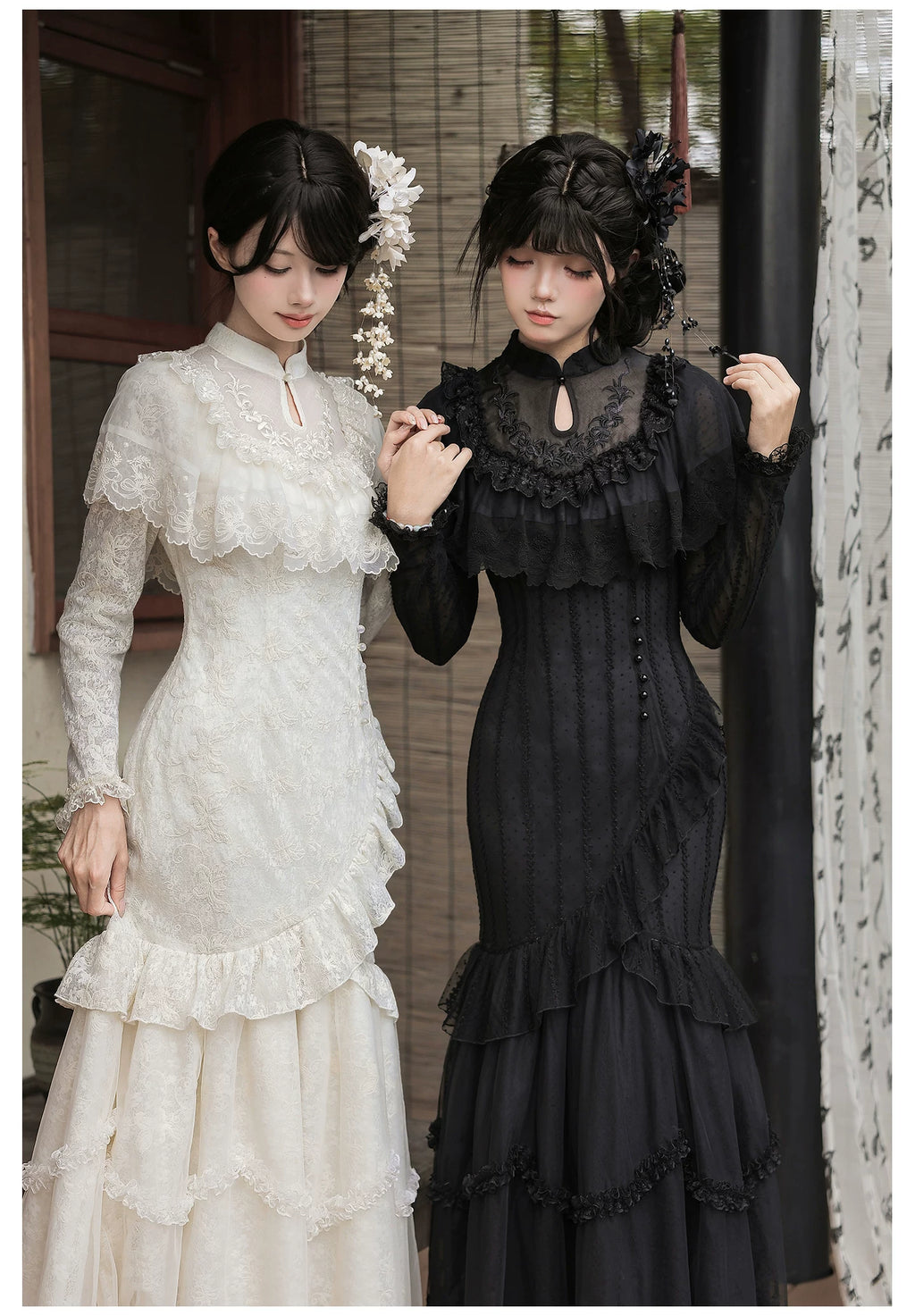 Shadow Blossom ホワイトレースマーメイドワンピース