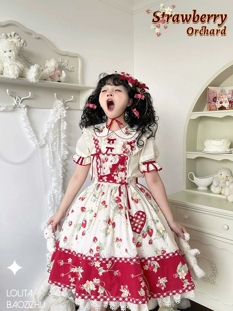 Strawberry Orchard Strawberry Suspender Skirt