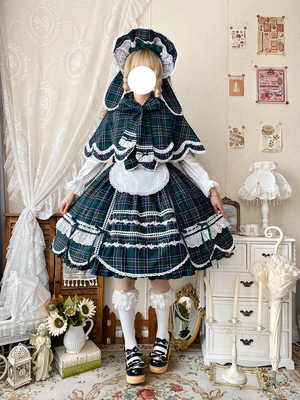 【予約販売】Checkered Petal Rabbit リボンジャンパースカート