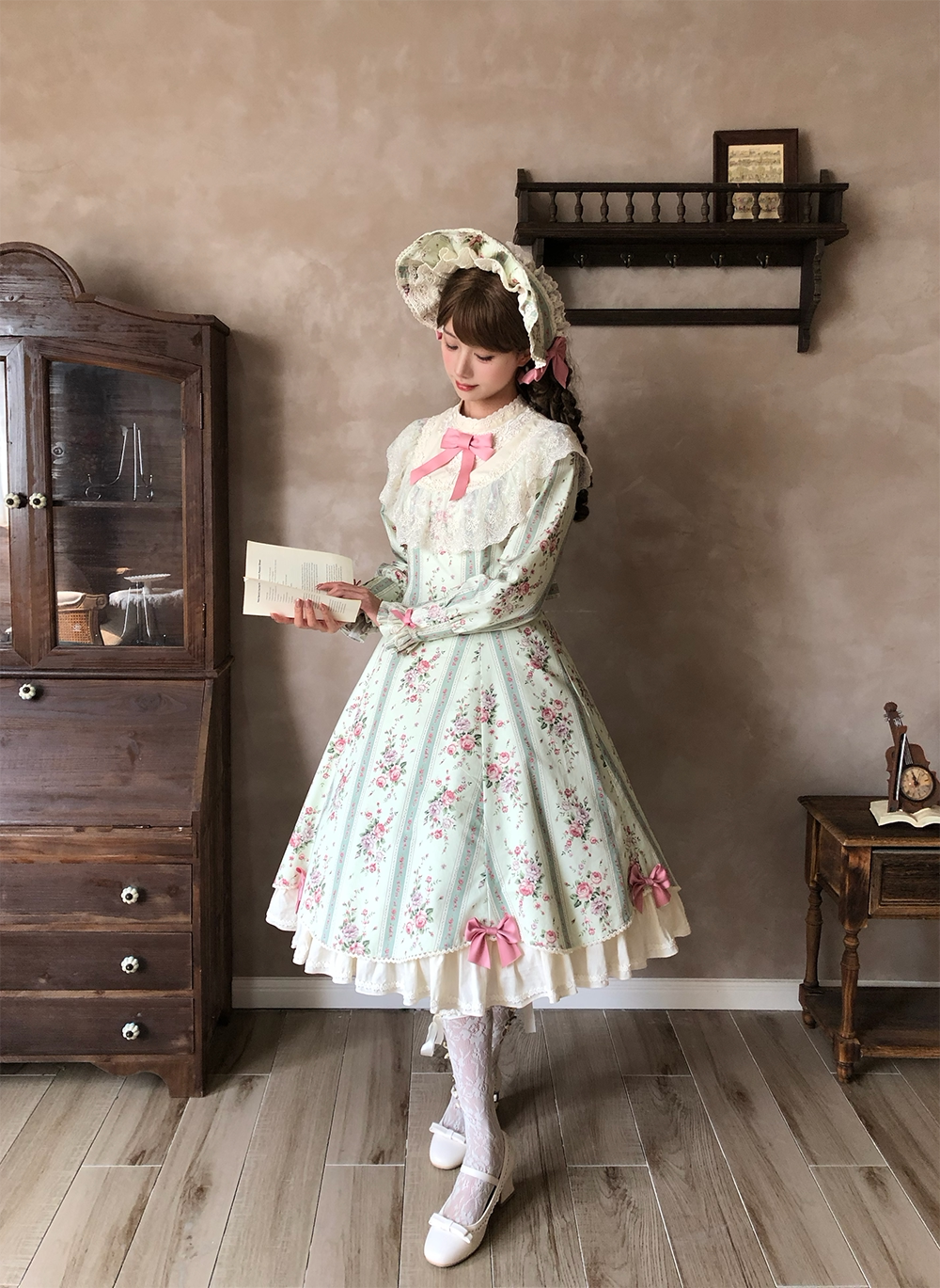 【受注予約10/20まで】Susan Garden クラシカル長袖ワンピース・ロング丈