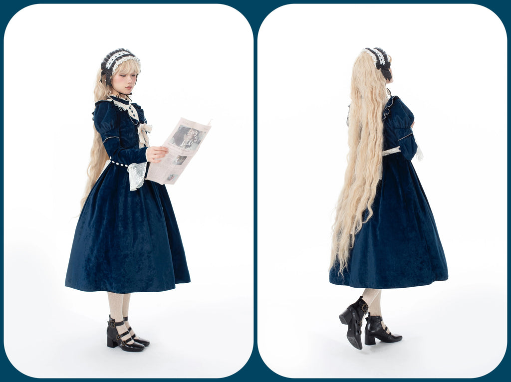 [Pre-orders available until 12/1] Suijaku stand-up collar velvet dress and cape