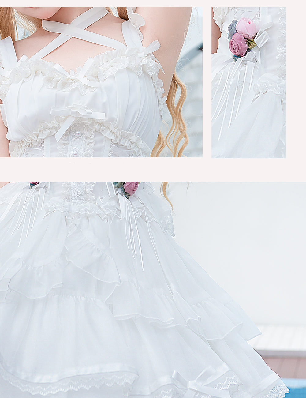 Pink Rose クロスネックジャンパースカート