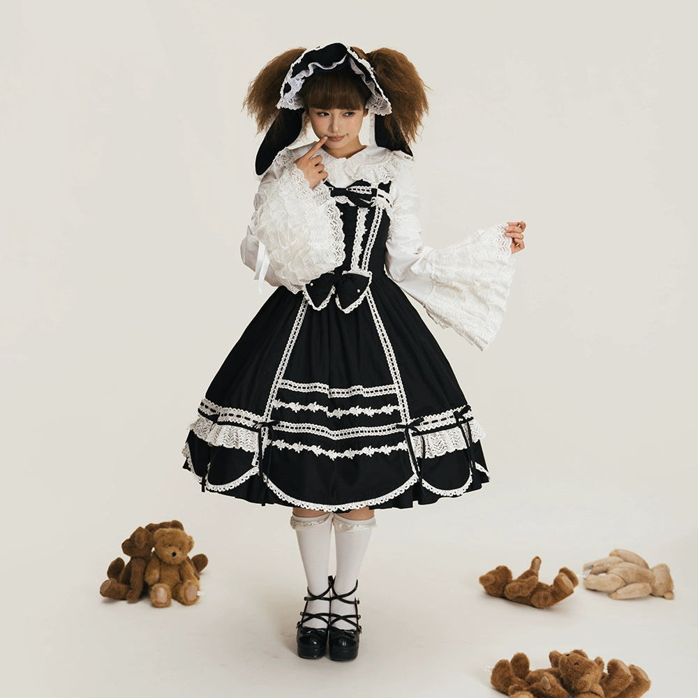 【予約販売】Antique Petal Rabbit リボンジャンパースカート