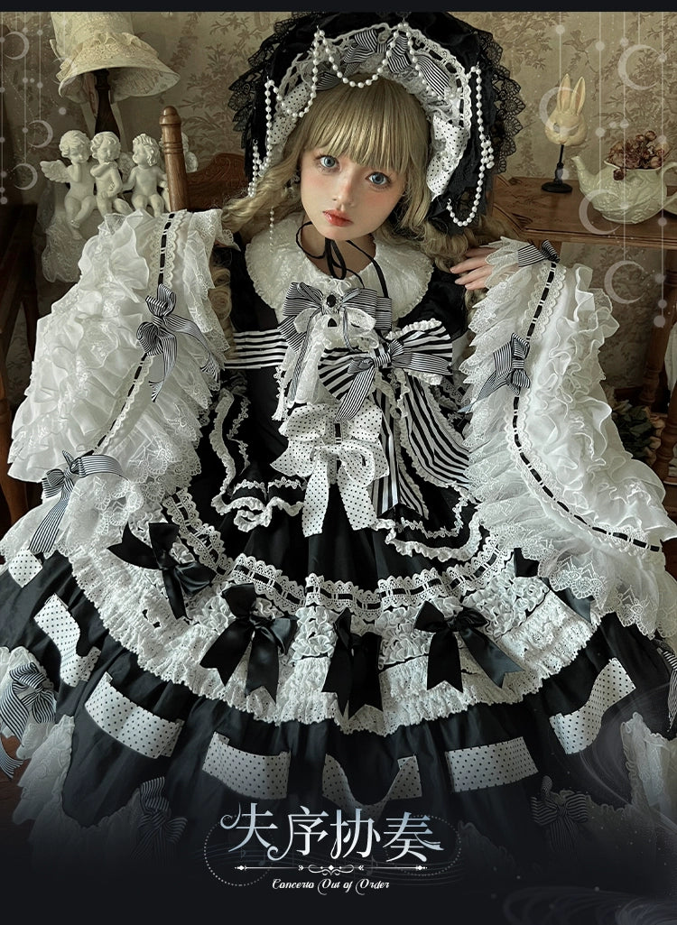 [Pre-orders available until 12/11] Concerto Out of Order Monotone Sweet Lolita Jumper Skirt Full Set