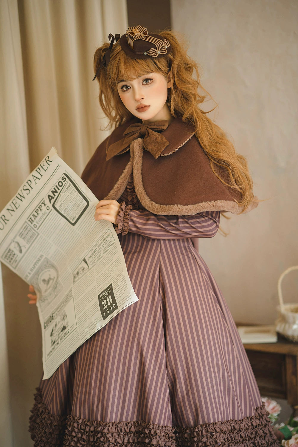 【予約販売】Classic Chocolat Stripe ショートマント