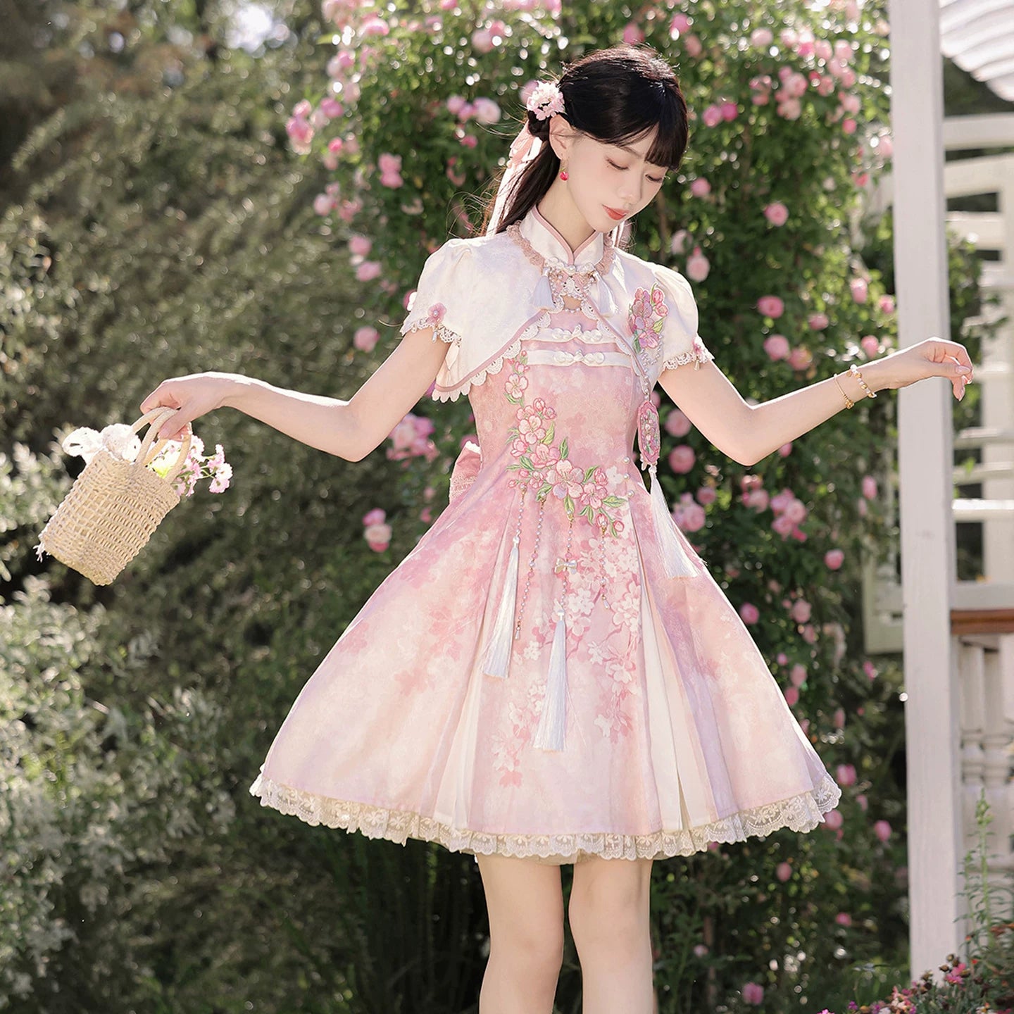 桜の手紙 華ロリジャンパースカートとボレロ