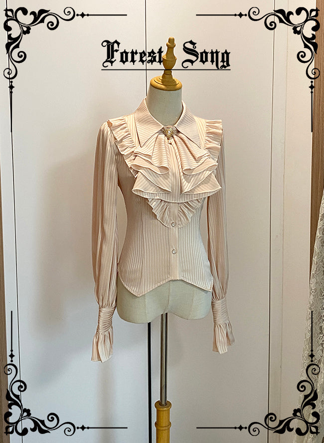 【予約販売】ジャボタイ付クラシカルストライプブラウス