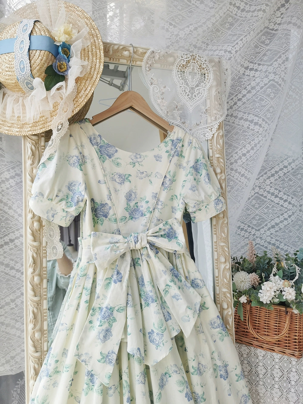 【予約販売】Rose Song ヴィンテージデザイン半袖ワンピース