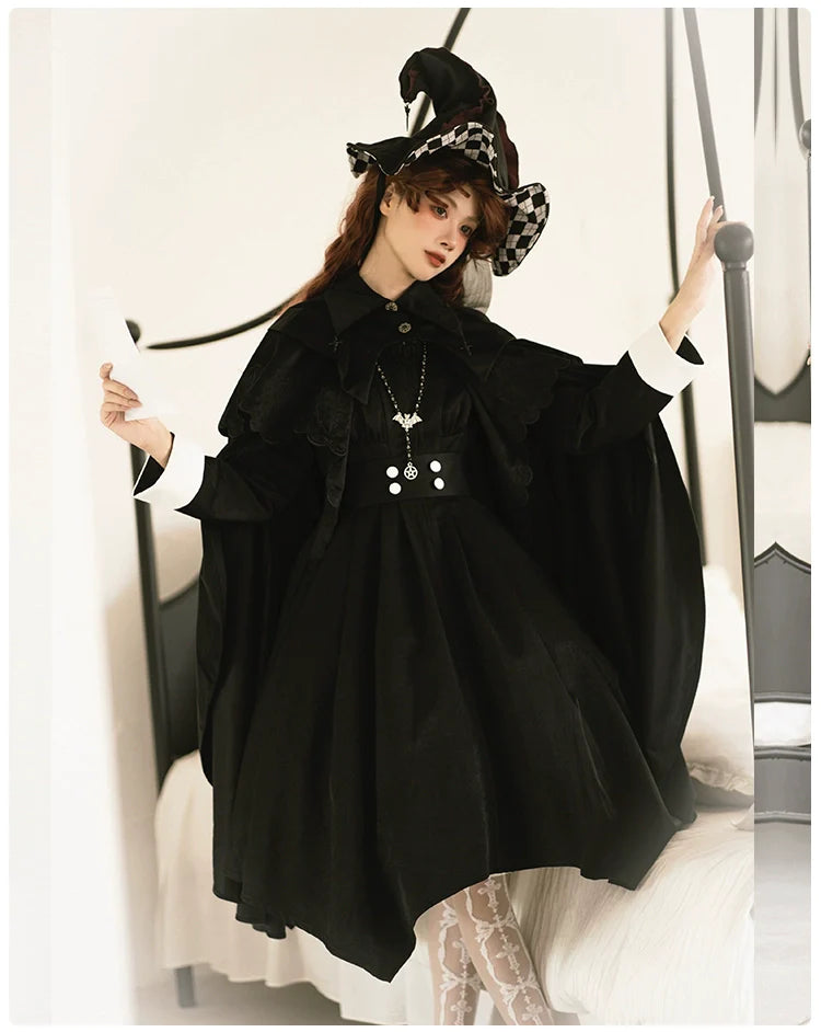 Nun style stand up collar gothic dress