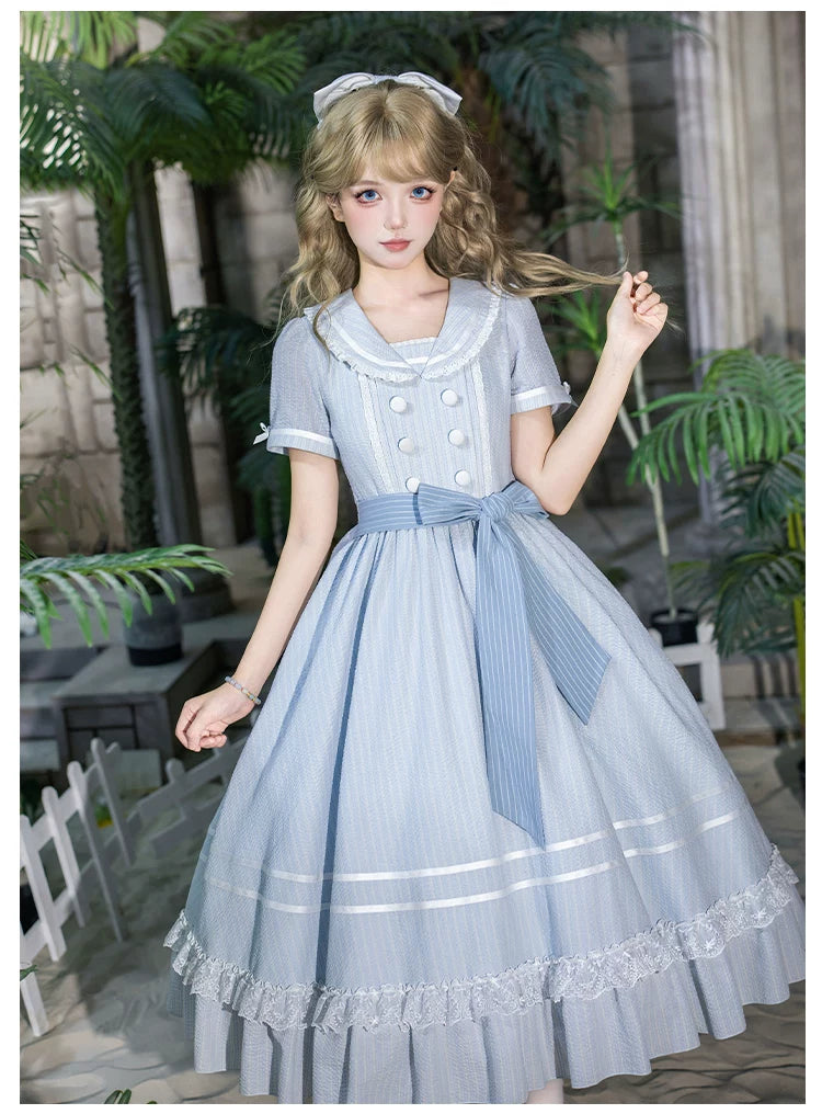 【予約販売】Seven Day Bell マリン風ロング丈ワンピースとエプロン