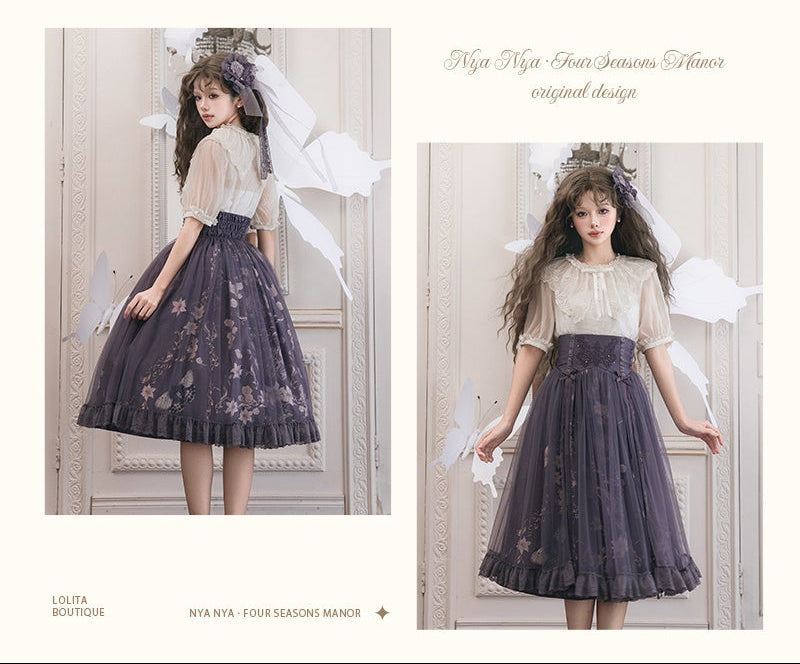 【受注予約11/19まで】Butterfly and Bone プリントスカート